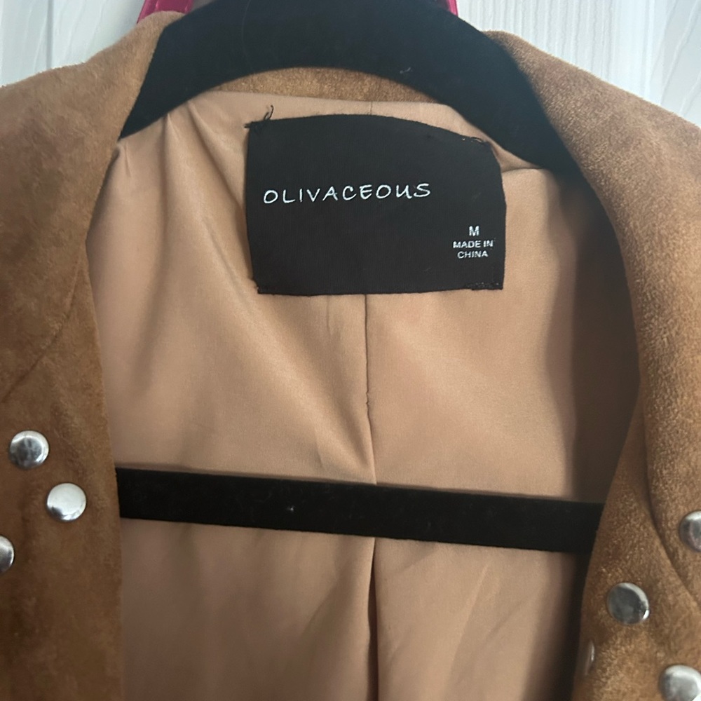 Olivacious suede studded jacket